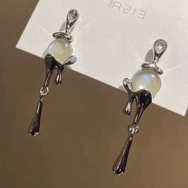 Anting Bentuk Waterdrop Bahan Metal Gaya Harajuku