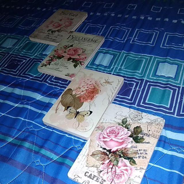 Paket Hemat Walldecor Poster Shabby Ukuran  22x15cm / Vintage Flowers 1 Set Isi 4