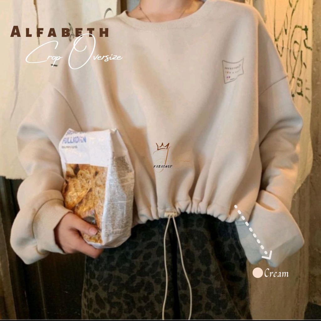 Sweater Wanita Oversize - Sweater Alfabeth Crop Oversize - Sweater Crop - Sweater Fleece - Sweater O