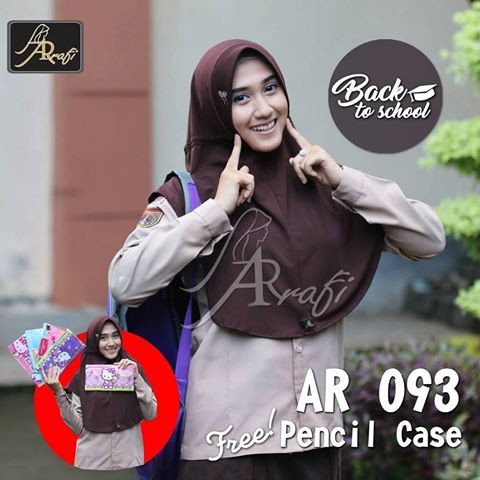 Kerudung Sekolah Arrafi AR 093 Serut Polos Jilbab Back To School