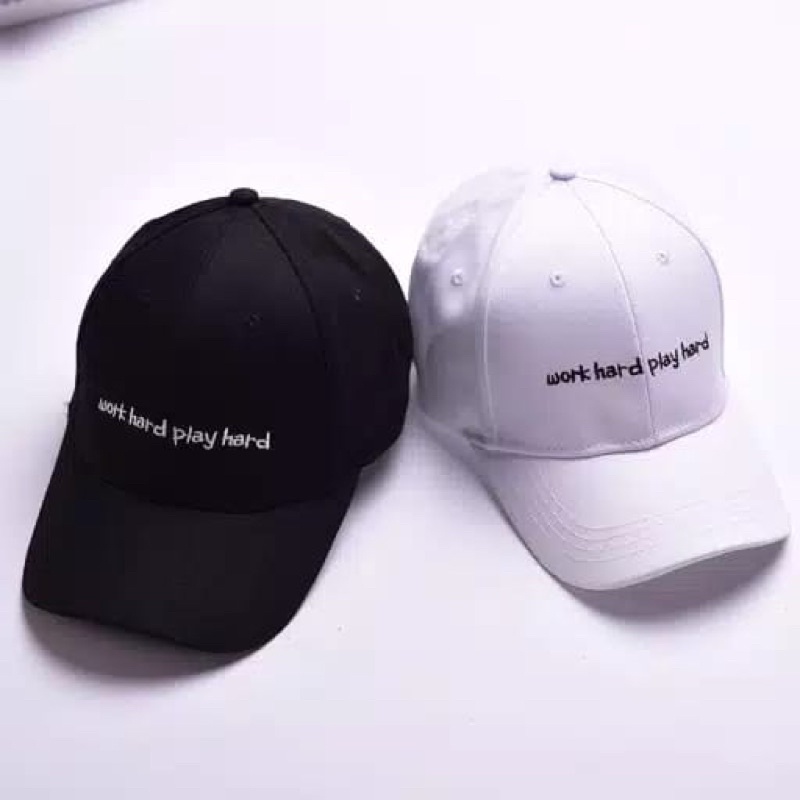 Topi Baseball Bordir Work Hard Play Hard Kualitas Premium / Topi Distro Murah