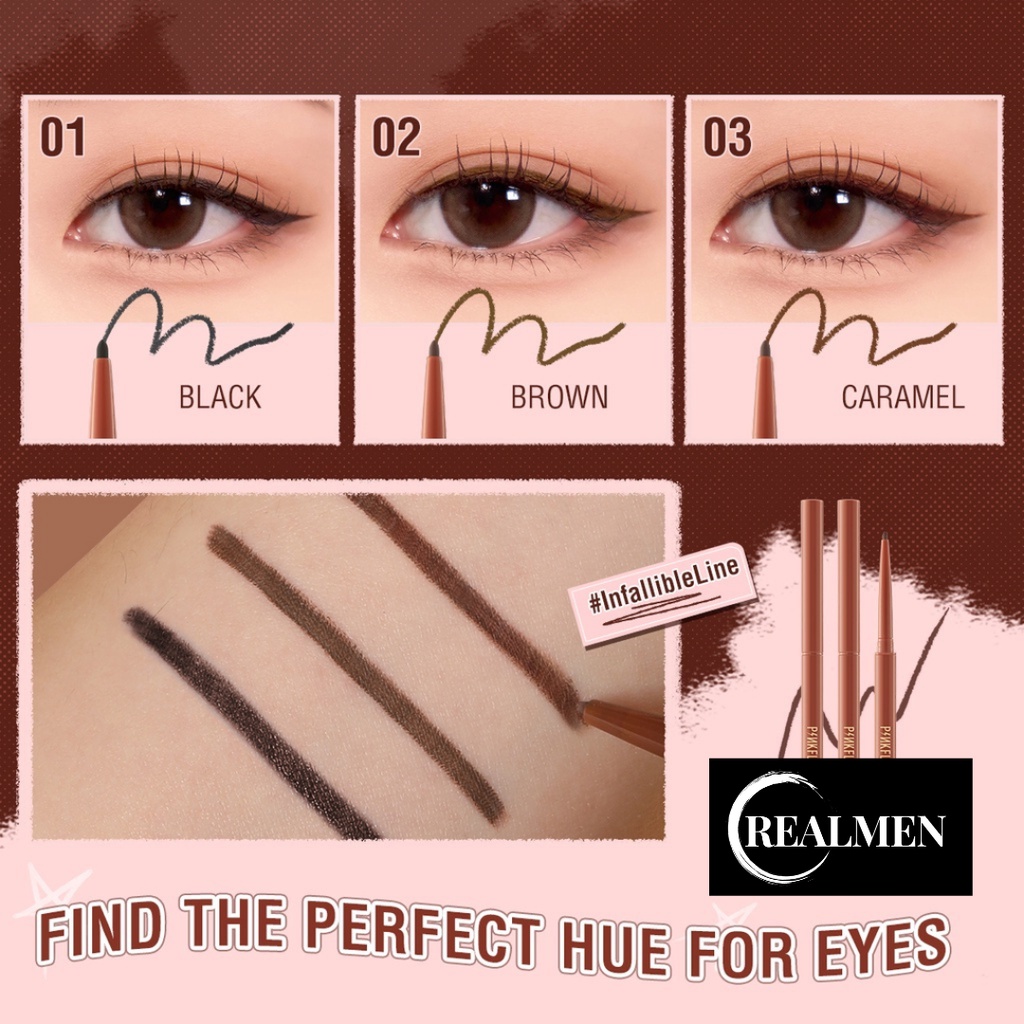 (RM) READY PINKFLASH PRO TOUCH PENCIL EYELINER INFALLIBLE LINE EYELINER BLACK BROWN SMUDGE