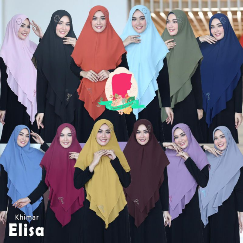 ORIGINAL Khimar Syari Ceruty Elisa by Gallery Syarifah - jilbab instan realpic