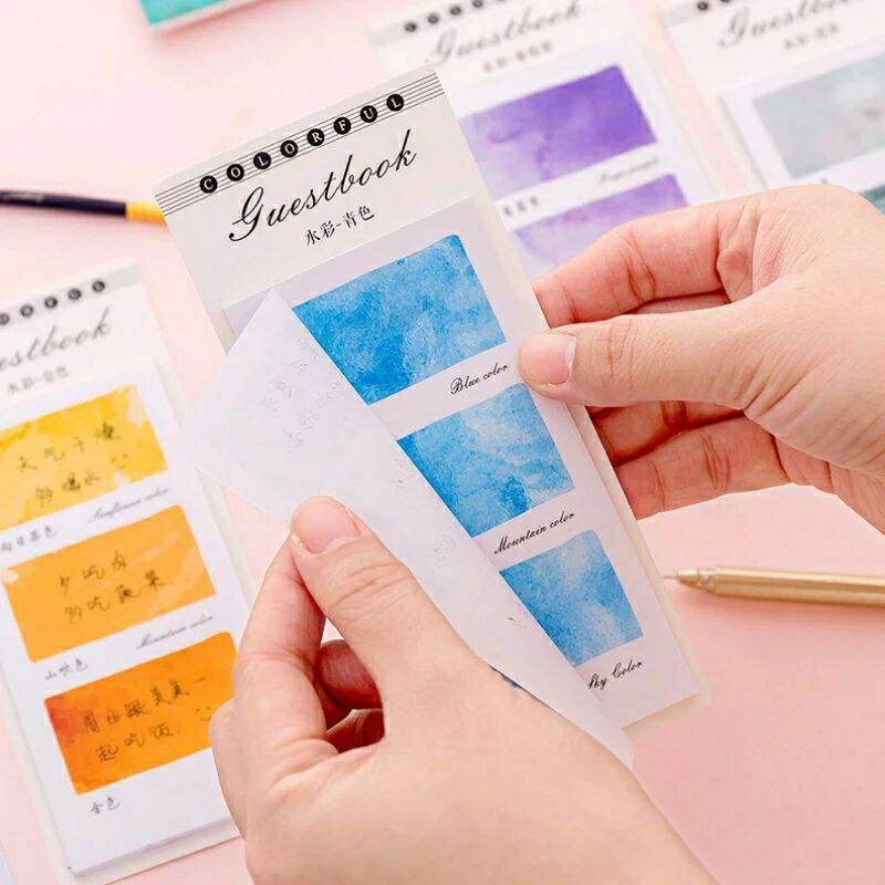 

YOKUCHI Sticky Notes Watercolor Series Memo DIY Scrapbook Lucu Unik
