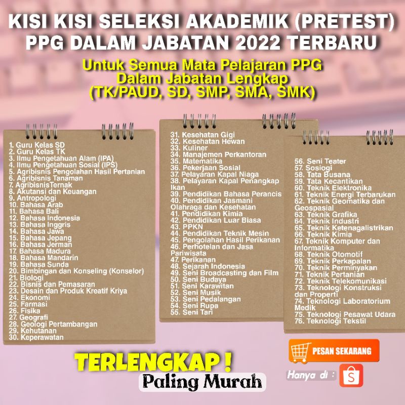 

KISI KISI SELEKSI PPG AKADEMIK (PRETEST) PPG DALAM JABATAN 2023 TERBARU