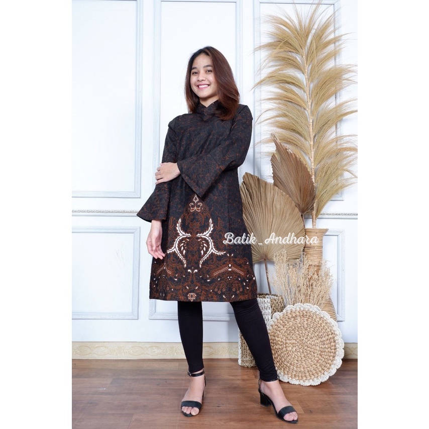 Batik Tunik Atasan Wanita Modern Terbaru / Batik Tunik Modern Wanita Premium Couple Kondangan Terbaru GINANDRA