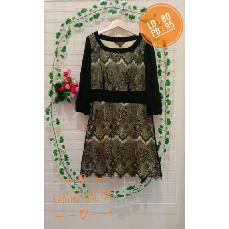 Preloved dress brokat hitam