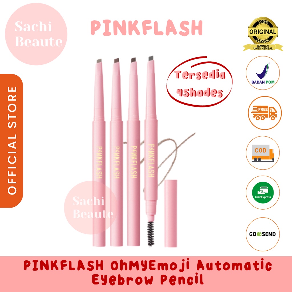 PINKFLASH OhMyEmoji Automatic Eyebrow Pencil Tahan Air Pigmen Pensil Alis Original Sachi Beaute