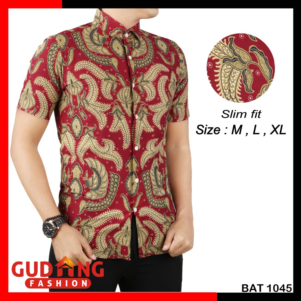 Kemeja Hem Batik Pendek Pria / Slim Fit / Premium Quality (COMB)