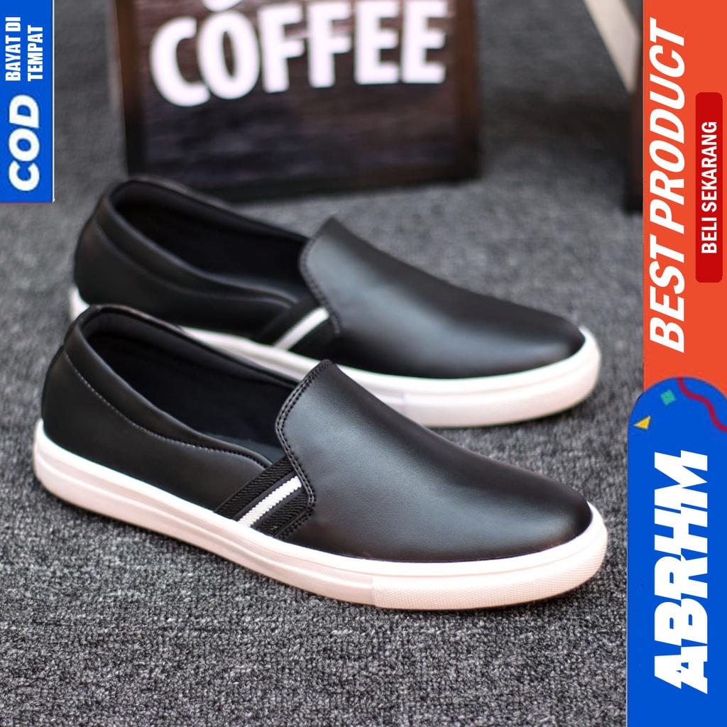 Abrhm Nue - Sepatu Slip On Santai Casual Hitam Pria Original