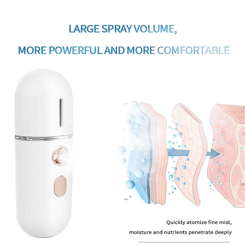 Nano Spray Pelembab Wajah Mini Portable Usb Mist Spray Rechargeable 30ml Untuk Perawatan Kulit