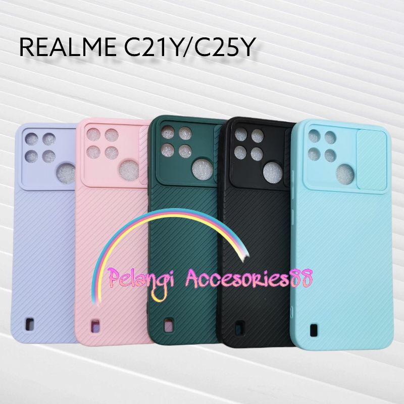 CASE REALME C21Y / C25Y CASE SOFTCASE SLEDING WARNA WARNI