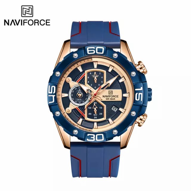 Naviforce 8018 jam tangan pria sport tali rubber original garansi resmi 1 tahun crono aktif