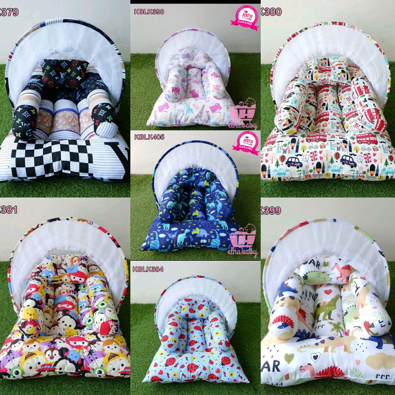 lhababy Kasur Kelambu Bayi  Kado Bayi Set Tempat Tidur Bayi Baru Lahir Kado Bayi Kasur Baby