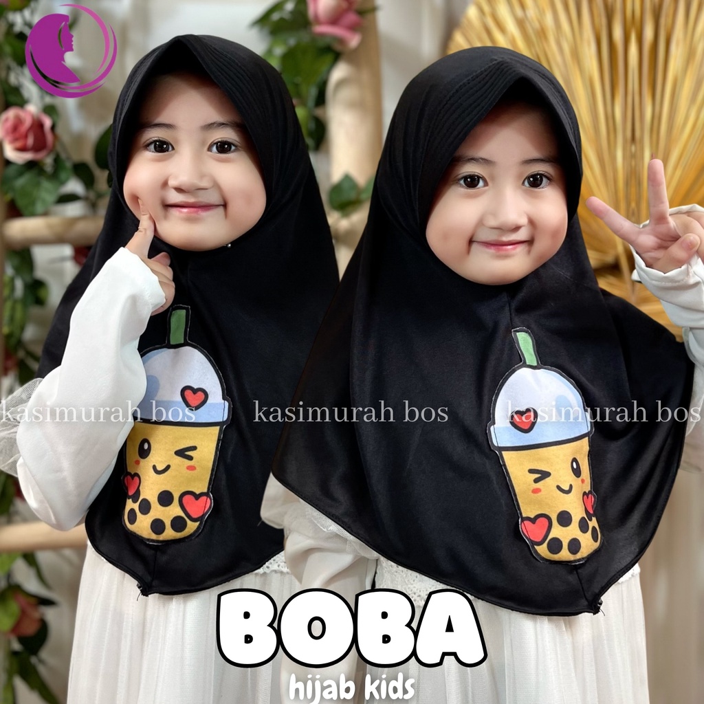 Jilbab Anak Boba Lucu / Hijab Boba Anak / Kerudung Instan Boba Anak / Bergo Anak Boba / Jilbab Jerse