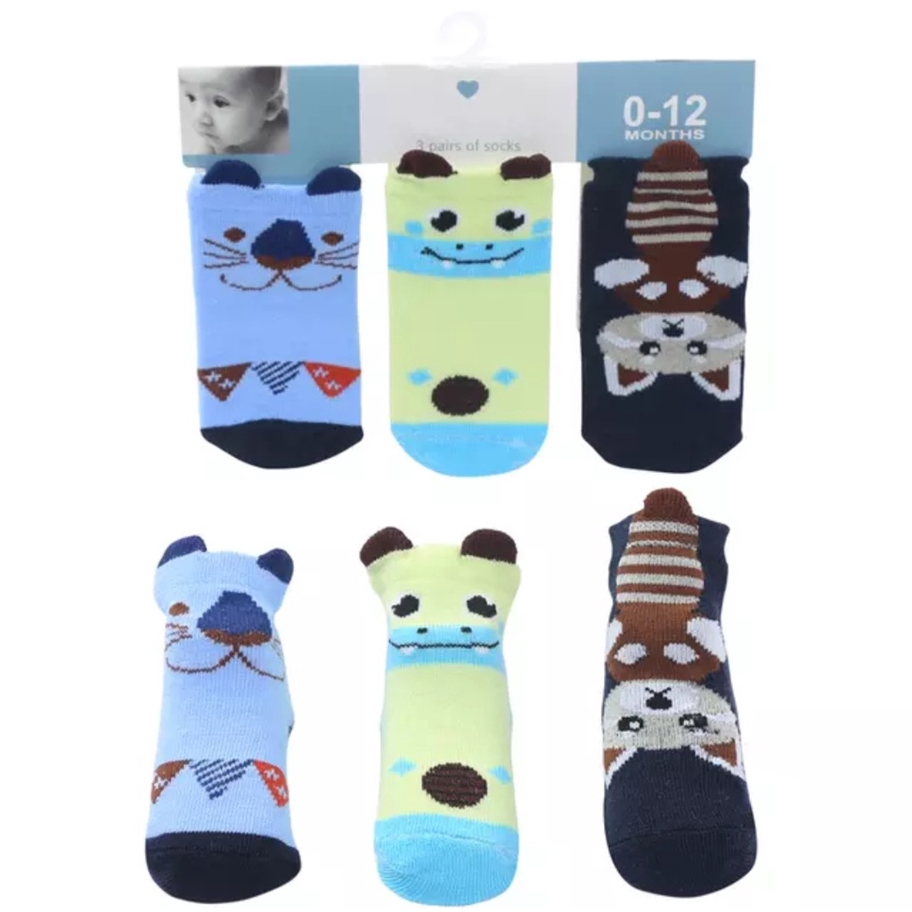 (  3 pasang ) kaos kaki anak bayi lucu 3D 0-6bln / kaos kaki anak bayi motif kuping (cute)