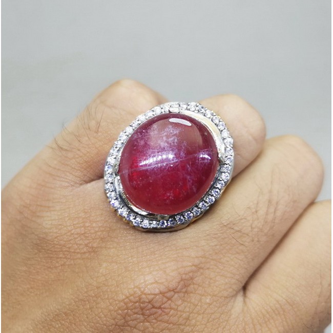 Batu Cincin Akik Asli Ruby Merah Delima Gajih