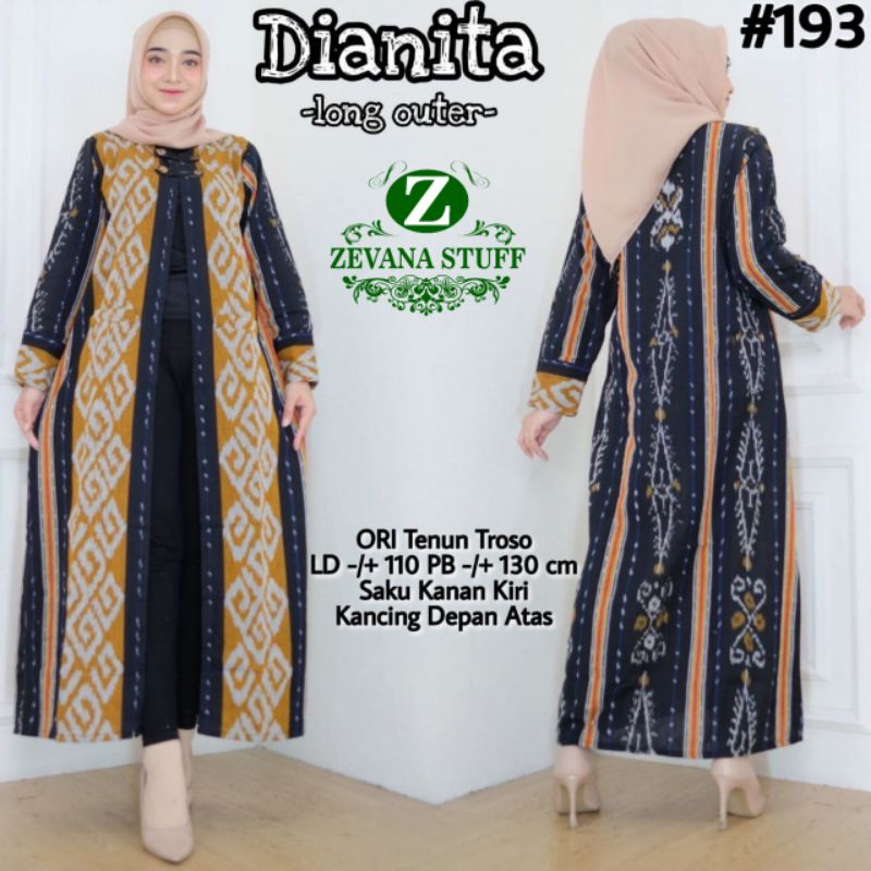 Dianita Long Outer/ Ori Tenun Troso LD 110 PB 130 Saku Kanan Kiri Kancing Depan Atas