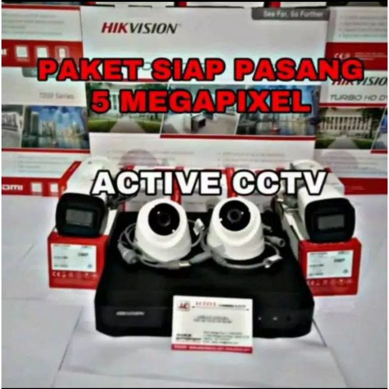 PAKET CCTV 5MP HIKVISION 4 KAMERA DVR 8 CHANNE