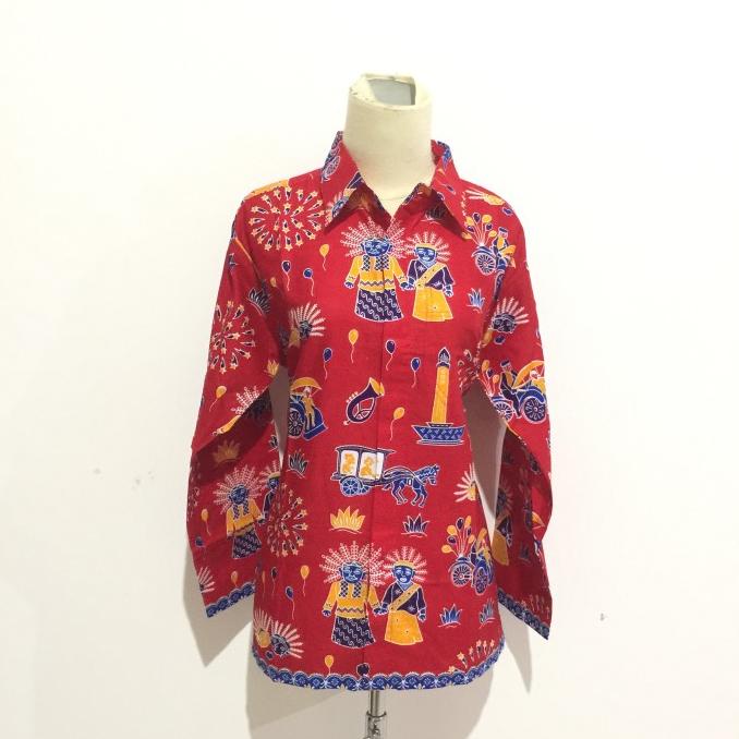 Kemeja Batik Ondel Ondel Tangan Panjang KP05 Seragam Sekolah Batik SMP