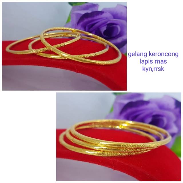 Gelang keroncong lapis emas, 1set isi 3