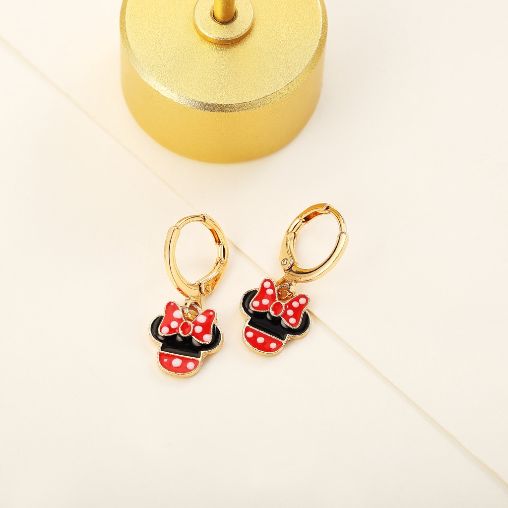 Y132【Pengiriman di tempat】Anting Anak Perempuan Motif Mickey Mouse Permatah