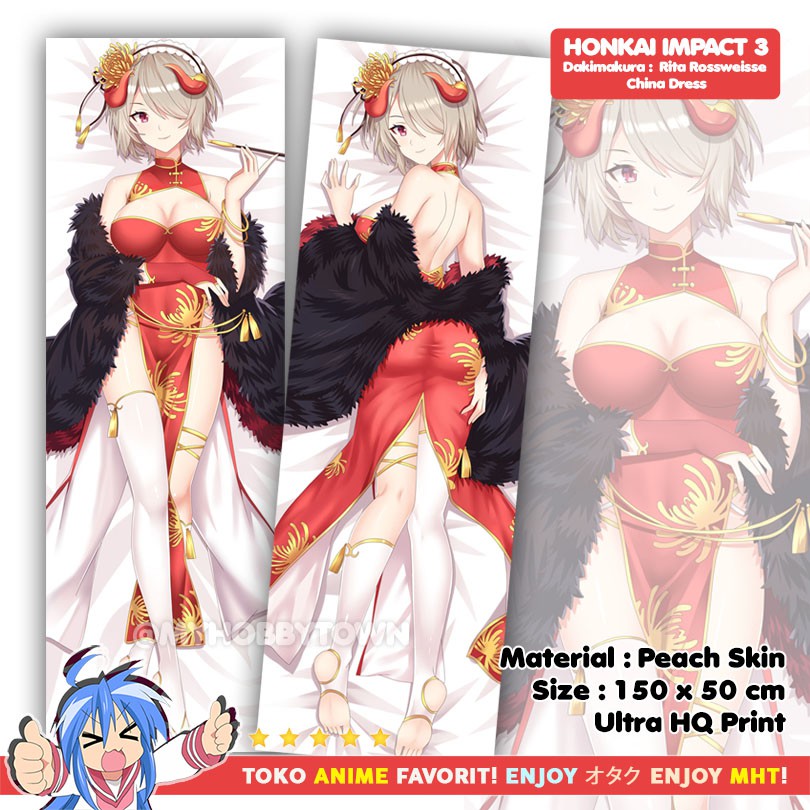 Sarung Bantal Anime Dakimakura Honkai Impact : Rita Rossweisse Qipao China Dress