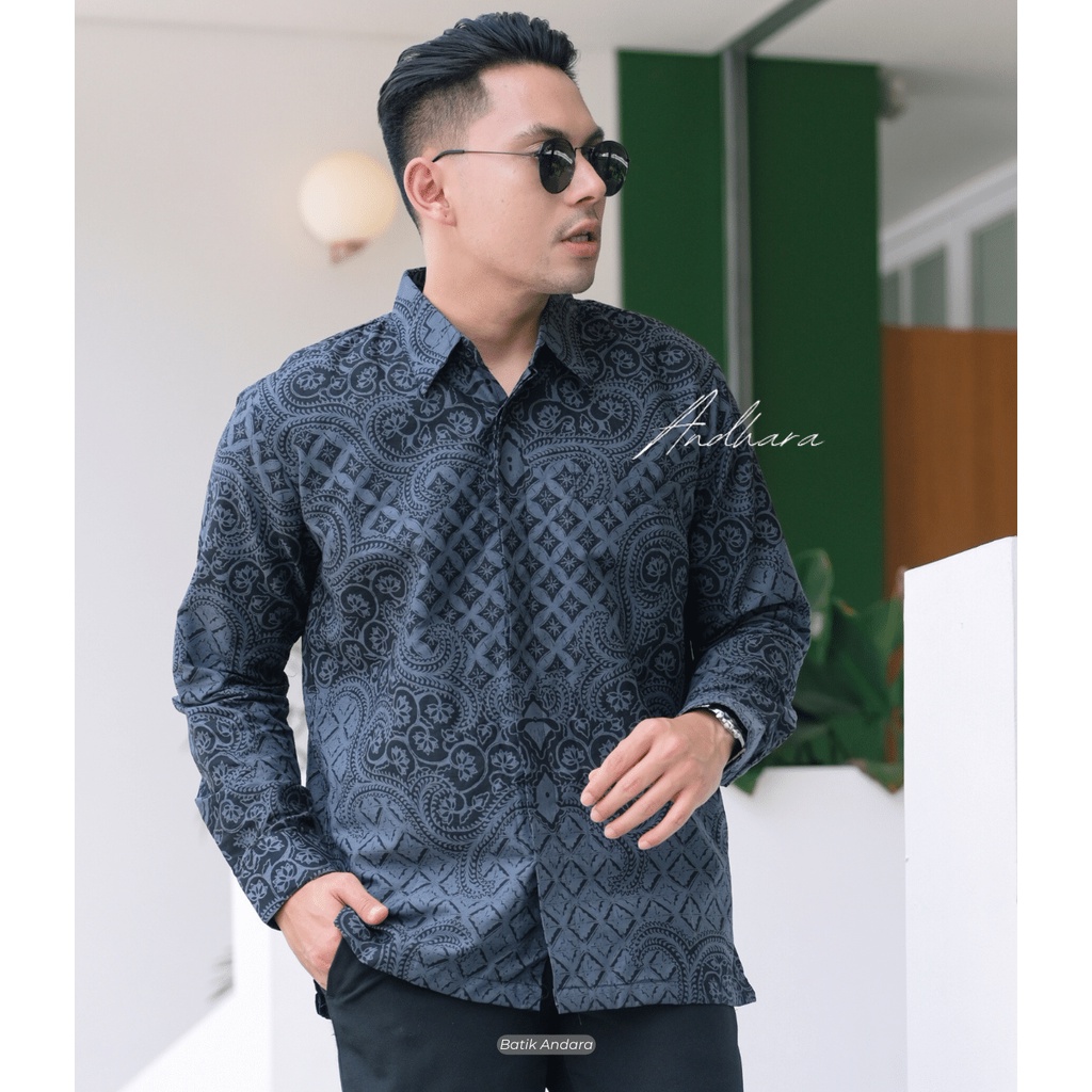 Kurama Baju Batik Pria Lengan Panjang Kasual Slimfit Premium Jumbo Modern