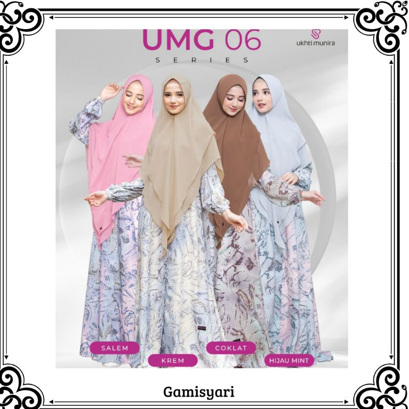 Ukhti Munira UMG06 Gamis Dewasa Motif Dress Payung Bahan Rosecrepe Premuim Adem Lembut Busana Muslim