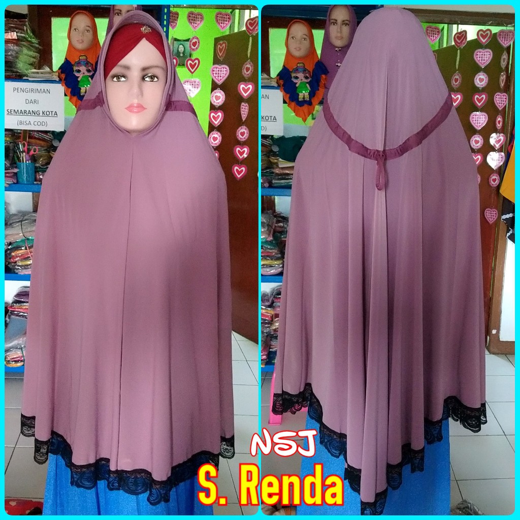Jilbab Hijab kerudung instan jumbo NSJ Serut Renda