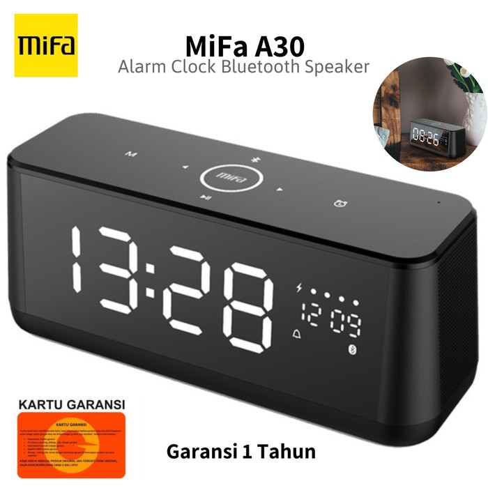 Mifa A30 Alarm clock with bluetooth Speaker - Hitam