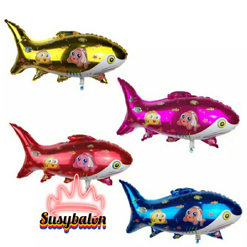 Balon foil ikan hiu/balon karakter ikan hiu/balon ulang tahun