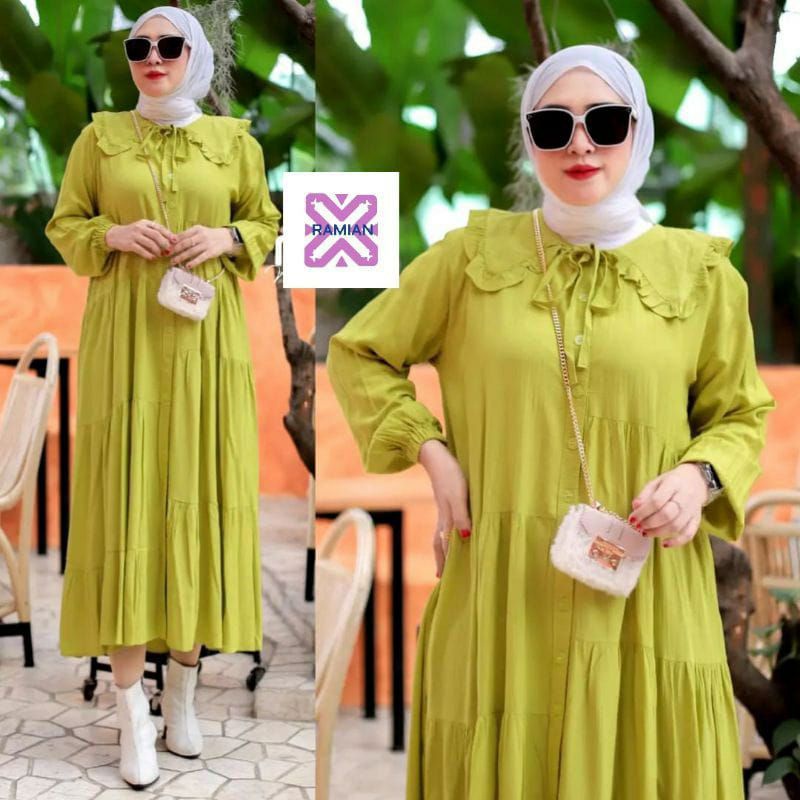 GAMIS MIDI DRESS GAMIS LEBARAN TERBARU JUMBO GAMIS KERAH