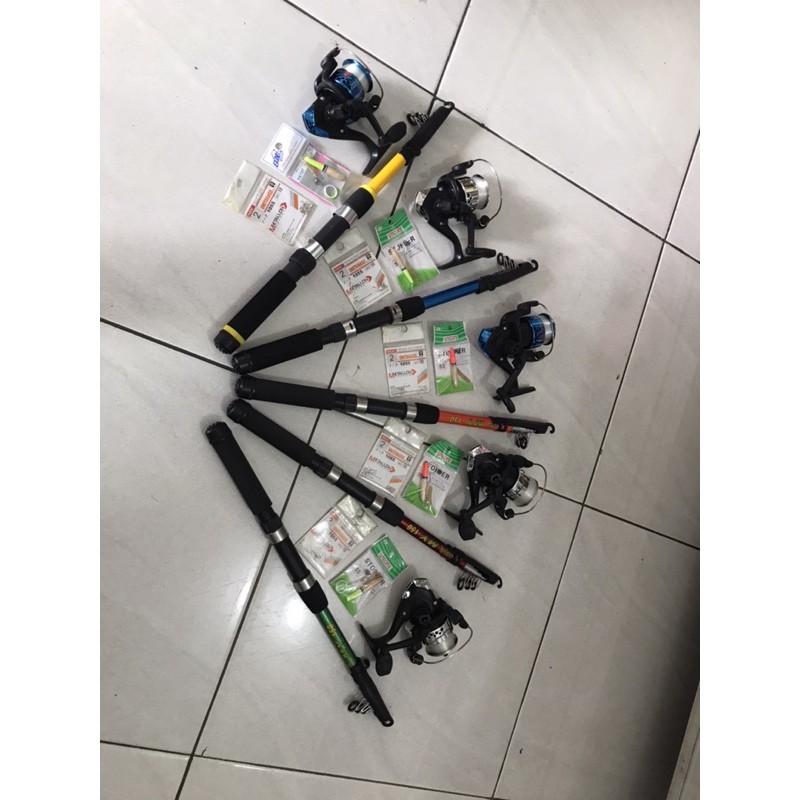 joran set antena + reel atom komplit