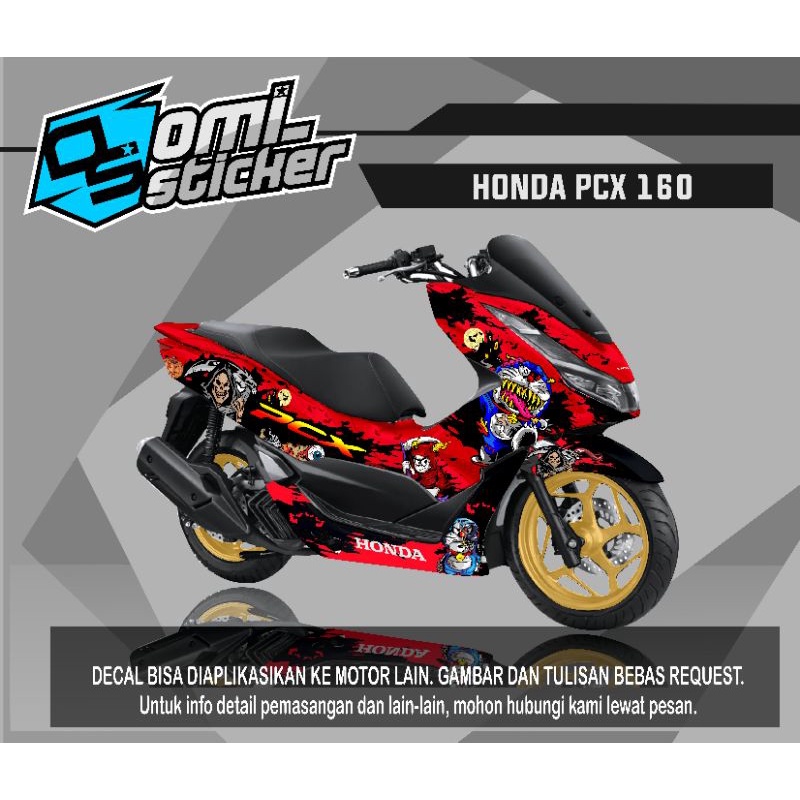 sticker decal honda PCx160 doraemon zombie