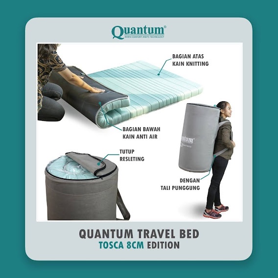 Quantum Travel Bed Kasur Lantai Lipat Gulung Piknik 80x190 cm