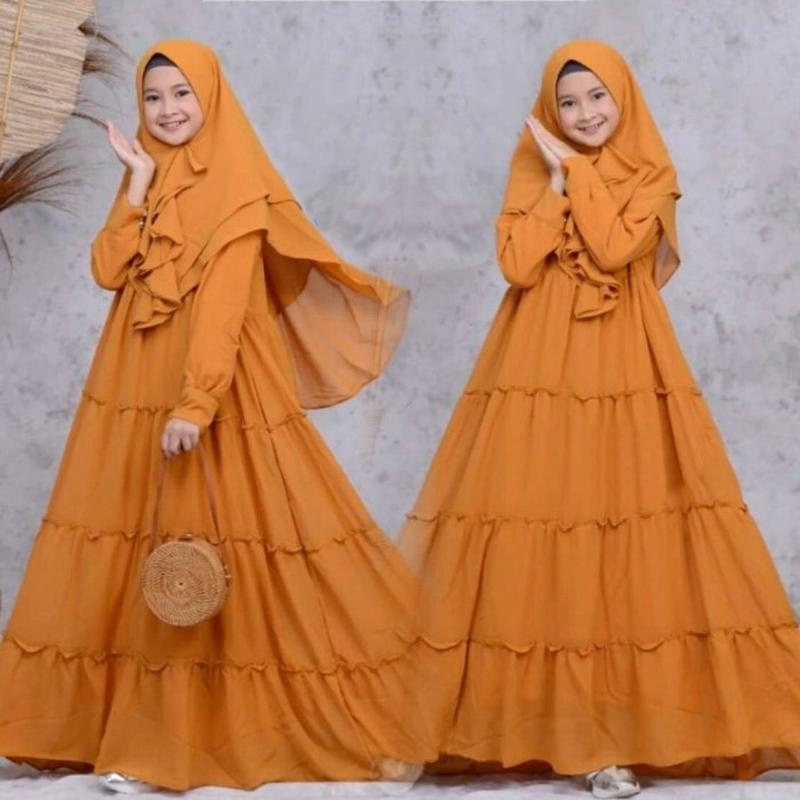 Baju Gamis Anak Muslim Tiwi Dress Maxy Kids Fashion Perempuan Dewasa Remaja Cewek Putri Tanggung Mod