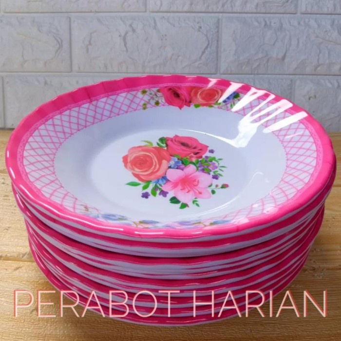 L.Maryanne Promo 1 Lusin Piring Melamin Motif Bunga Cantik