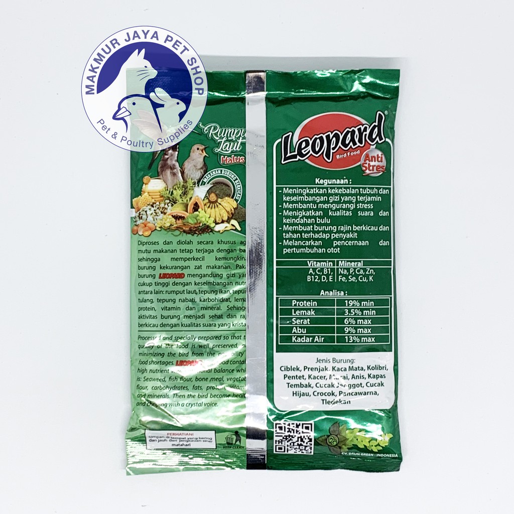 Leopard Pakan Burung Rumput Laut / Seaweed Anti Stress