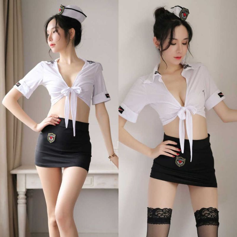 Seragam Pramugari Sexy Stewardess Pelaut Sailor Uniform Pilot Cosplay Kostum