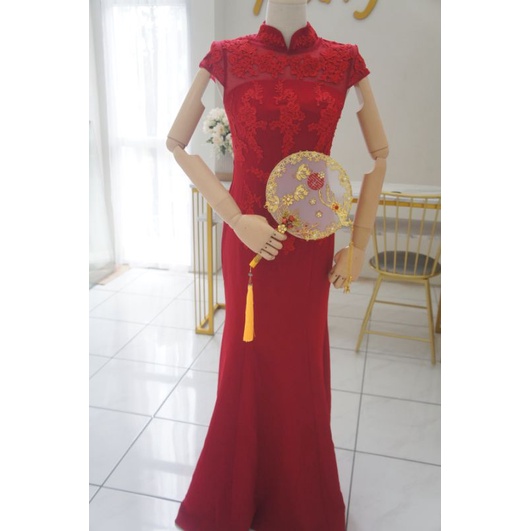 sangjit engagement gown cheongsam qipao sewa - chili