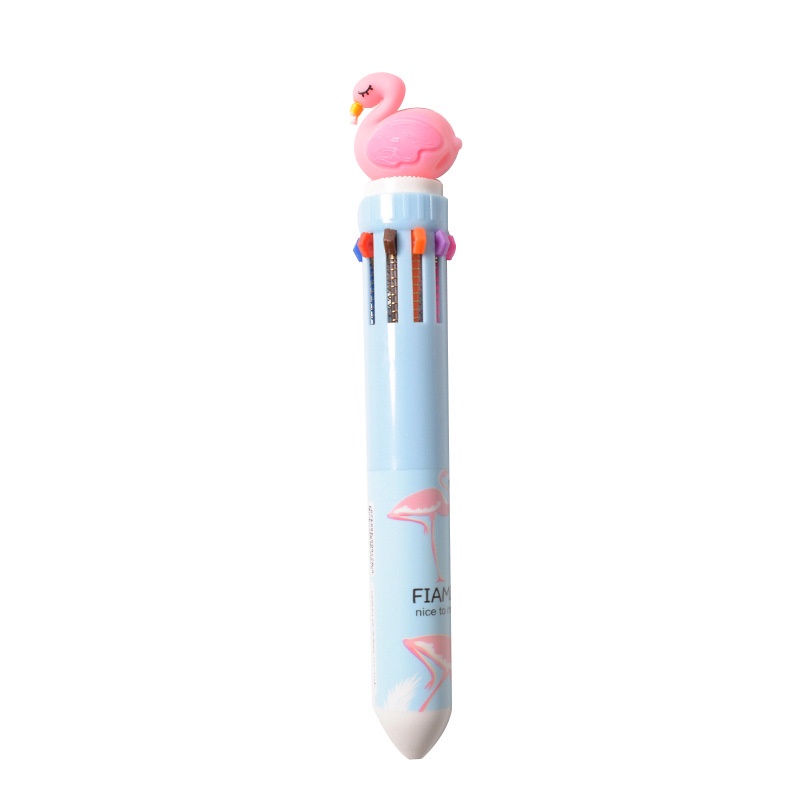 1 pcs 4 Gaya 10 Warna Kawaii Berwarna Bolpoin Flamingo Transparan Kartun Multi Warna Mengubah Pena Bola Pen Untuk Anak-Anak