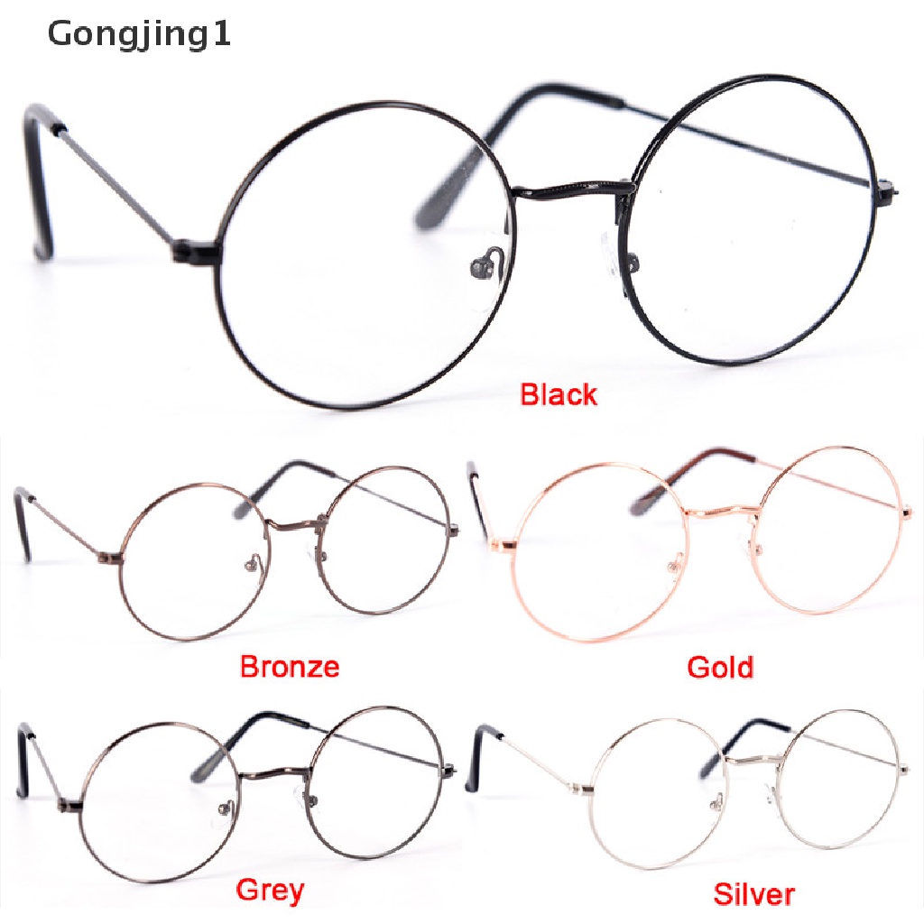 Gongjing1 Kacamata Frame Metal Bentuk Bulat Gaya Vintage / Retro / Mewah Untuk Pria / Wanita