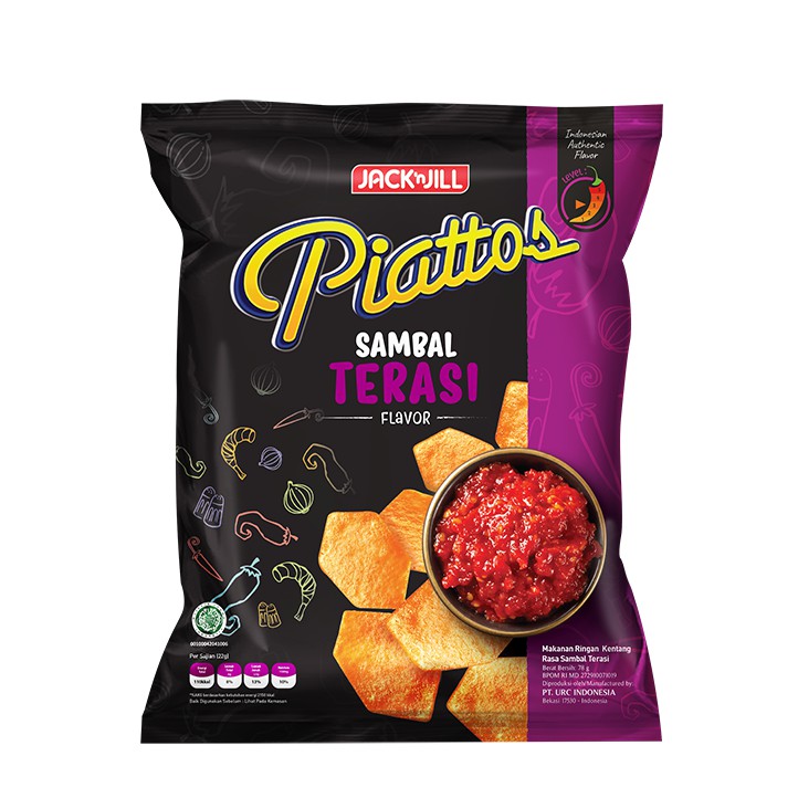 

Piattos 78gr Sambal Matah | Sambal Geprek I Sambal Terasi Dendeng Balado | Iga Penyet