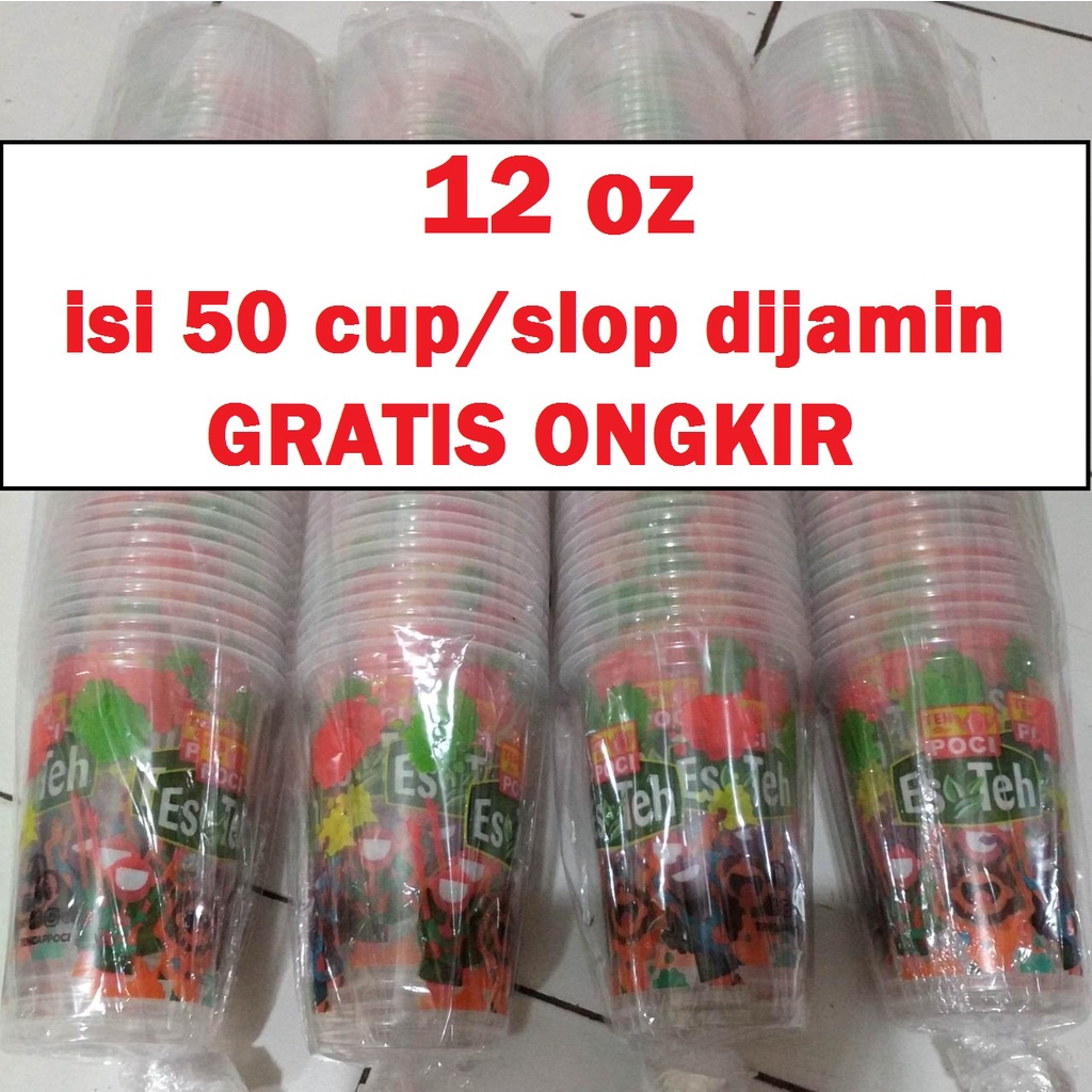 KiRimHariyangsama-- ga- gelas teh poci 12oz SLOP isi 50 cup teh poci 12 oz KECIL ORIGINAL ASLI 100% 