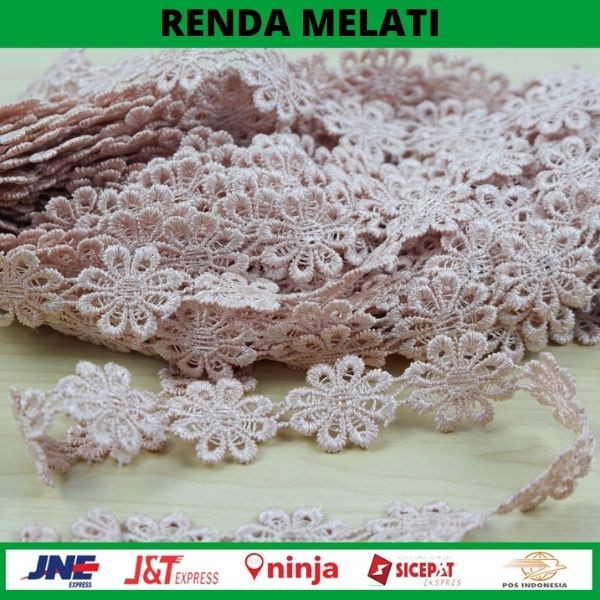 [PER ROLL] Renda Melati Warna Renda Bordir Renda Cantik Untuk Konektor Masker Polet Mukena Baju