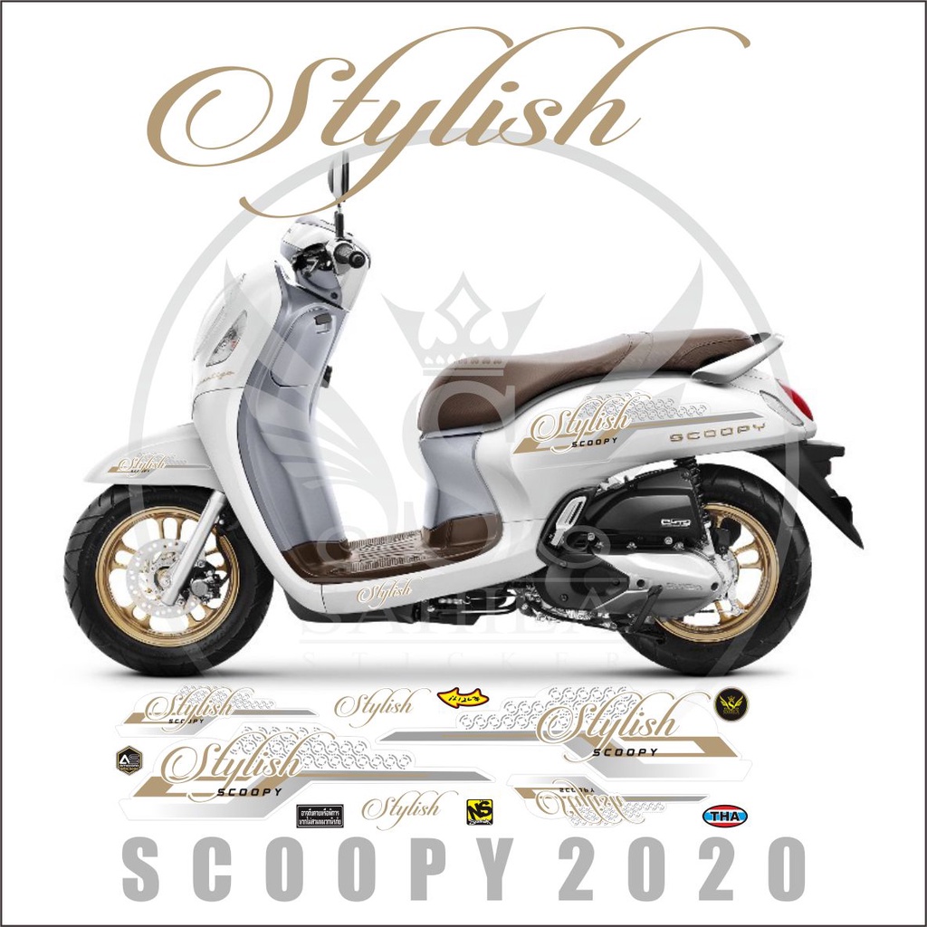 SCOOPY STYLISH 2021 PUTIH STRIPING VARIASI ELEGANT