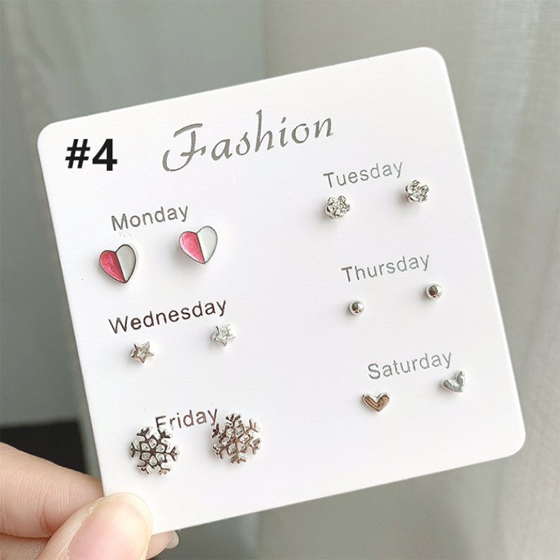 6pcs / Set Anting Stud Hias Mutiara Kristal Gaya Korea Untuk Perempuan