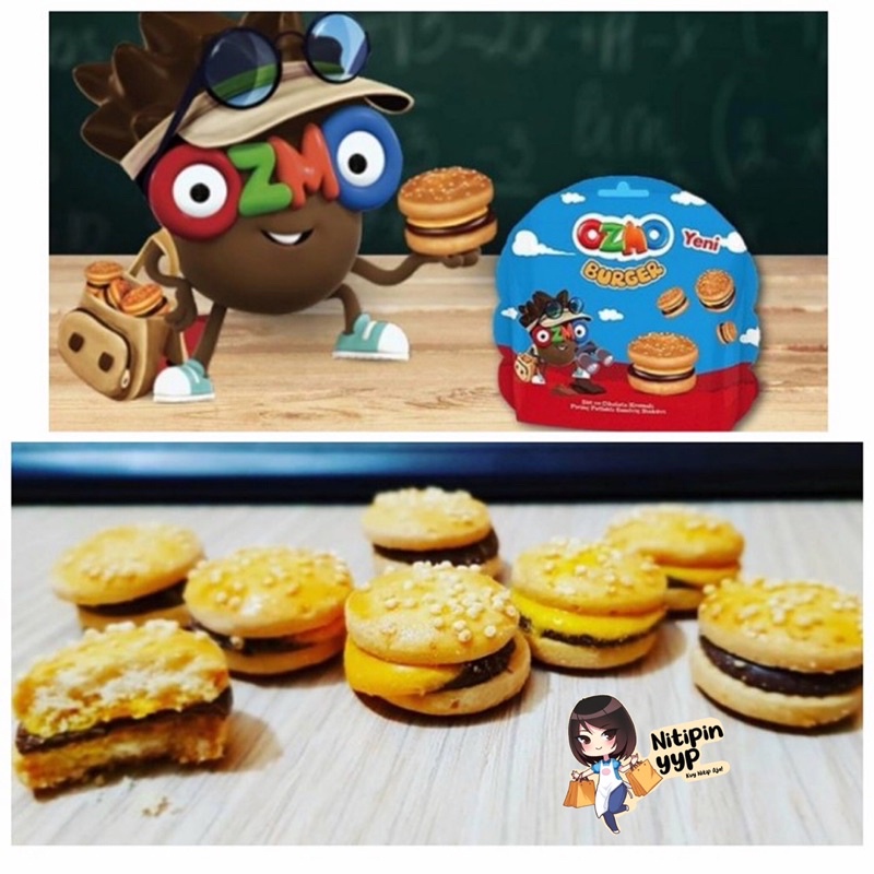 Biscuit Turkey OZMO BURGER Mini Chocolate Biscuit — Burger Mini Sandwich Cookies with Milk Chocolate Cream and Crispy Rice (40gr)