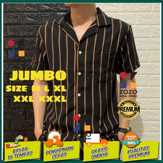 KEMEJA SALUR PRIA STRIPE LENGAN PENDEK COWOK 4559 JUMBO